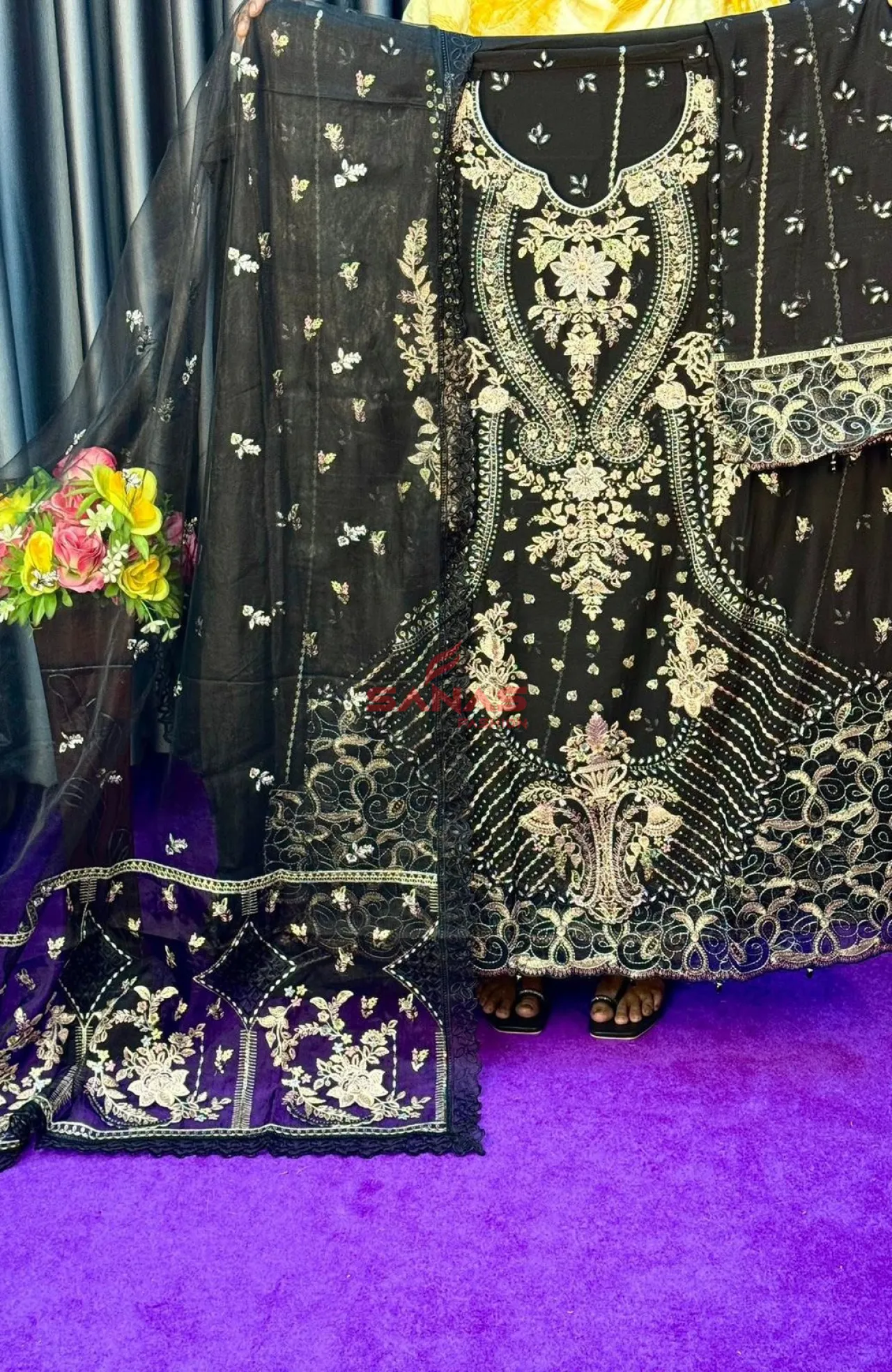 Original Pakistani Semi Stitched Luxury Chiffon 3ps (P-3894)
