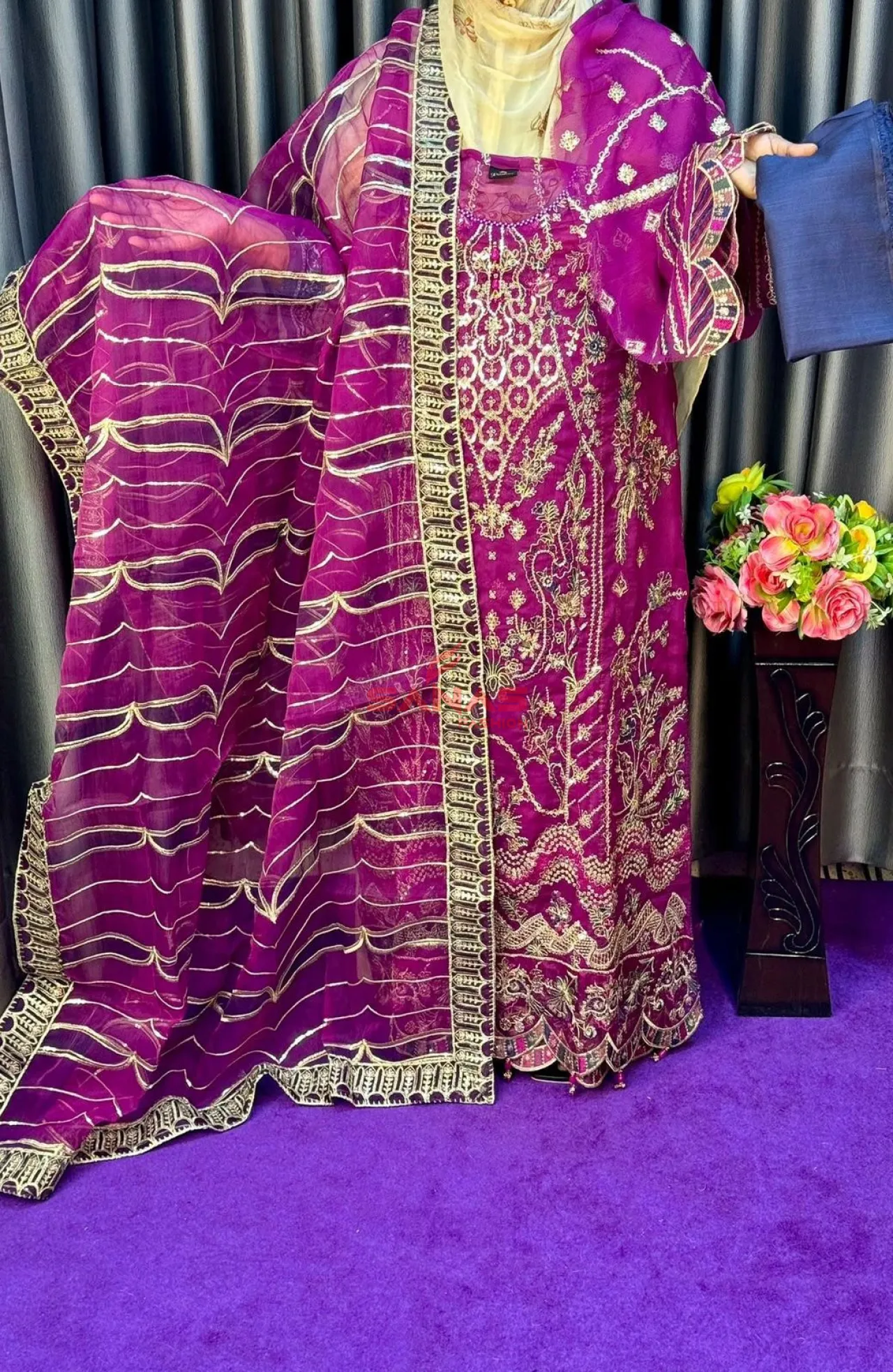 Original Pakistani Semi Stitched Luxury Chiffon 3ps (P-F546)