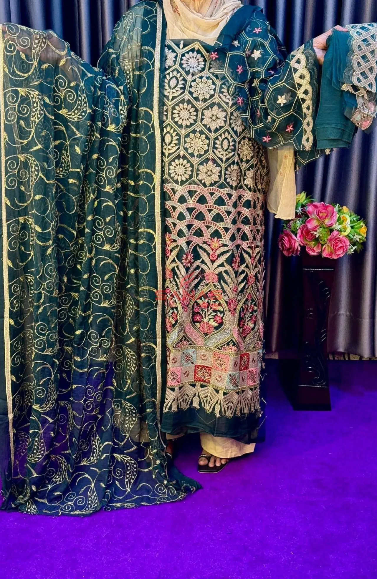 Original Pakistani Unstitch Luxury Chiffon 3ps (P-F0ED)